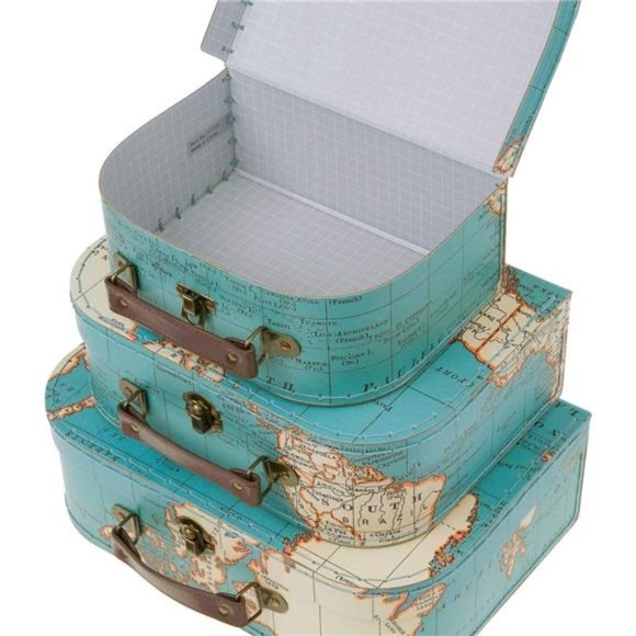 Jewelkeeper Paperboard Suitcases, Set of 3 â Vintage Decorative Storage Box - Picture 7 of 12